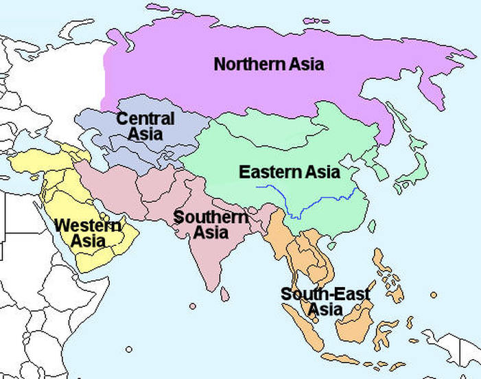 Asia Countries And Regions Map 